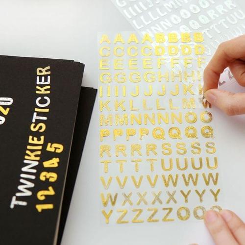 10PCS Bronzing Alphabet Stickers Digital Characters Letters Home Decoration English Diy Wall Stickers , Random Color Delivery