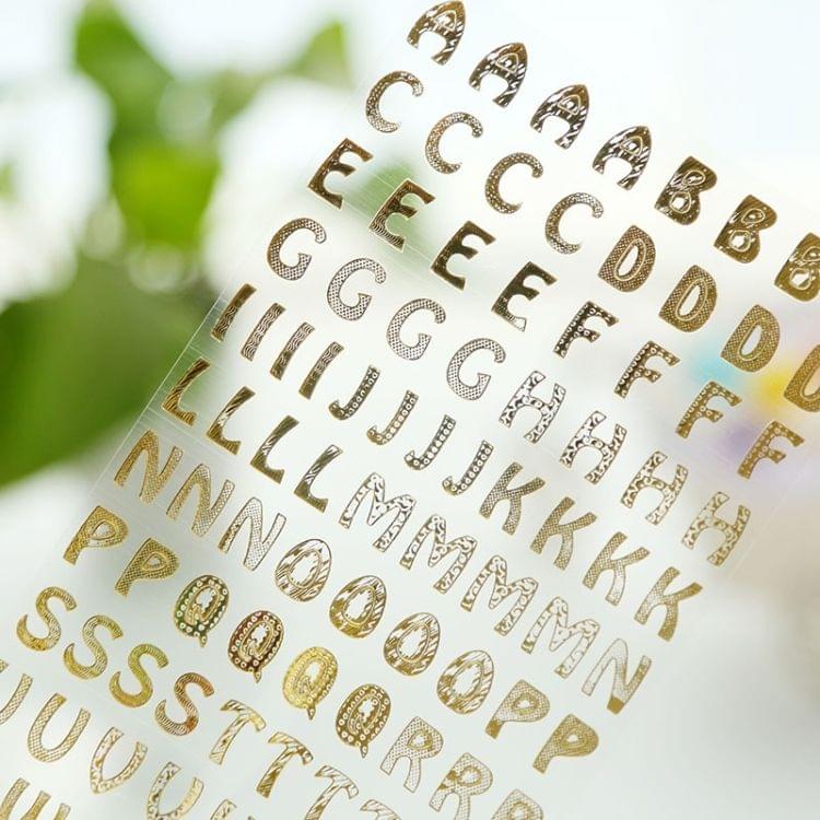 10PCS Bronzing Alphabet Stickers Digital Characters Letters Home Decoration English Diy Wall Stickers , Random Color Delivery