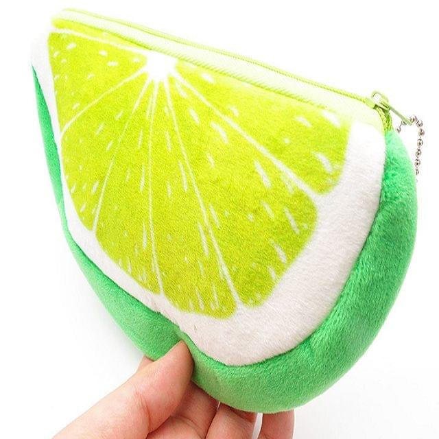 Creative Cute Kawaii Plush Fruits Pencil Case Fruit Pencil Bag(Lemon)