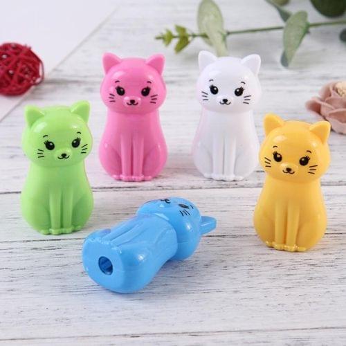 PS20 Cartoon Cat Plastic Pencil Sharpener Machine Kids Gift School Supplies Stationery, Random Color