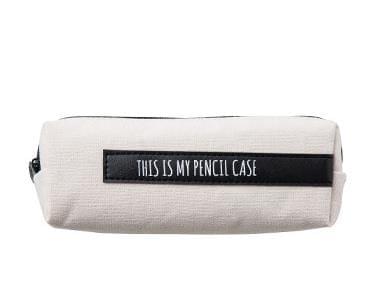 Creative School Pencil Case Simple Solid Color Large Pen Bag(White-black stripe)