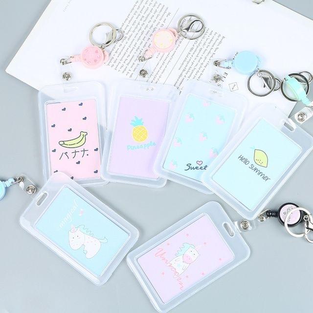 Cute Cartoon Retractable Badge Card Holder Nurse Doctor Exhibition Pull Key ID Name Card Badge Holder(Purple Cat)