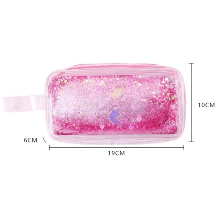 Cute PVC Pig Pattern Pencil Case Colorful Transparent Quicksand Girl Pen Bag Creative Stationery School Supplies(Pink Mermaid)