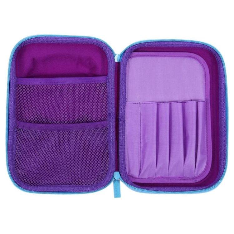 3 PCS EVA Hard Case Pen Bag Owl Pattern Large Capacity Pen Box(Blue)
