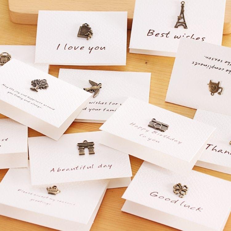 20 PCS Creative Simple Mini Ornaments Greeting Card Birthday Card DIY Folding Blessing Card Postcard, Random Style Delivery