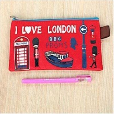 Kawaii I Love London Soldier Pattern Oxford Pencil Case Box File Case Storage Student Stationery School Office Supply Gift(Red)