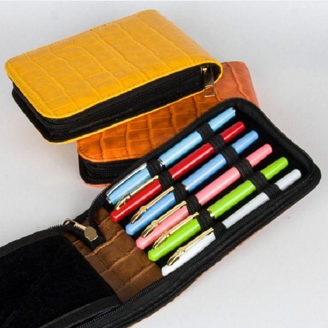 2 PCS 12-pack Crocodile Pencil Storage Bag Business Office Pen Collection Pencil Bag Student Gift(Orange crocodile)