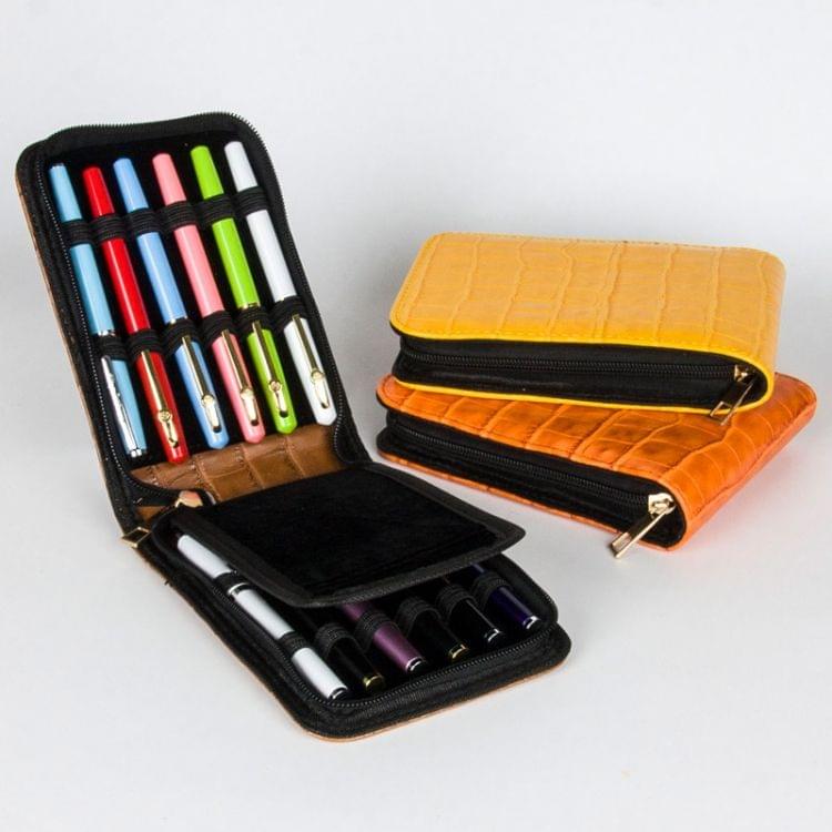 2 PCS 12-pack Crocodile Pencil Storage Bag Business Office Pen Collection Pencil Bag Student Gift(Orange crocodile)