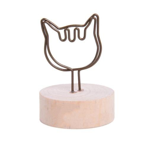 Creative Round Wooden Iron Photo Clip Memo Name Card Pendant Furnishing Articles Picture Frame(Cat)