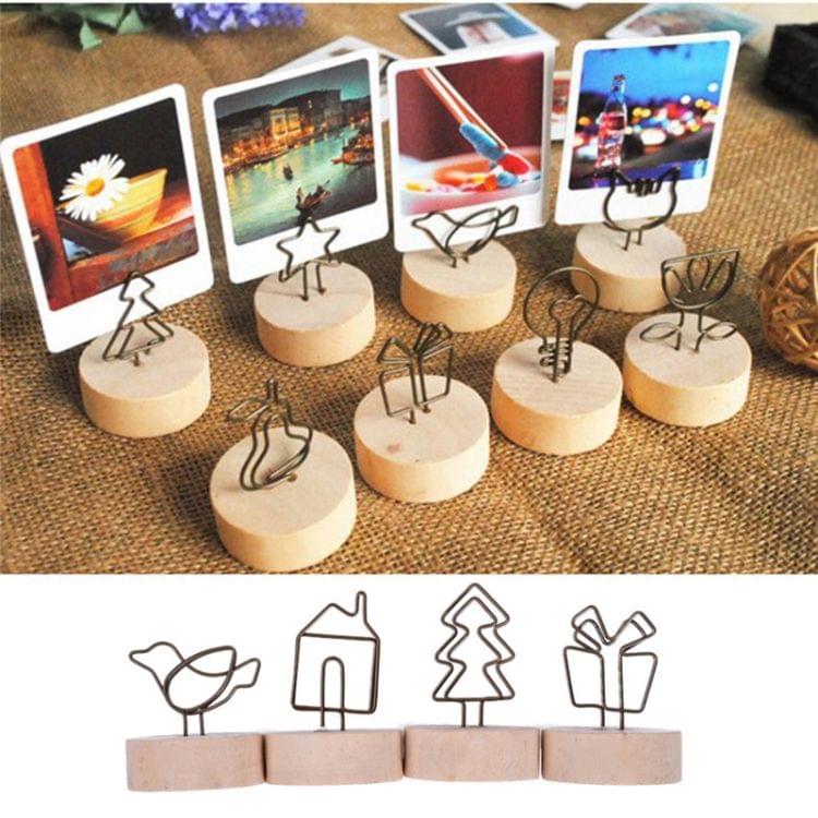 Creative Round Wooden Iron Photo Clip Memo Name Card Pendant Furnishing Articles Picture Frame(Cat)