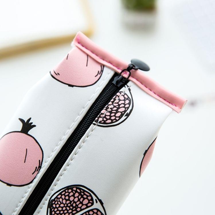 Creative Pomegranate Strawberry Shape School Pencil Case Cute Pu Leather Pencil Bag School Supplies Stationery Storage Box(Small strawberry)