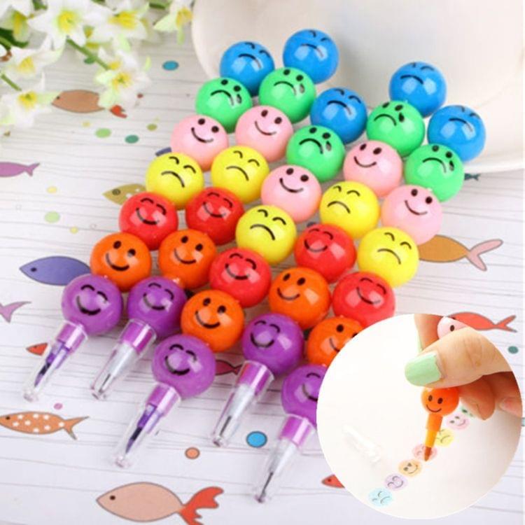 5 PCS Cute 7 Colors Stacker Swap Smile Face Crayons Children Drawing Gift, Length:12cm