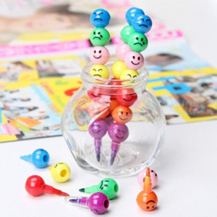 5 PCS Cute 7 Colors Stacker Swap Smile Face Crayons Children Drawing Gift, Length:12cm