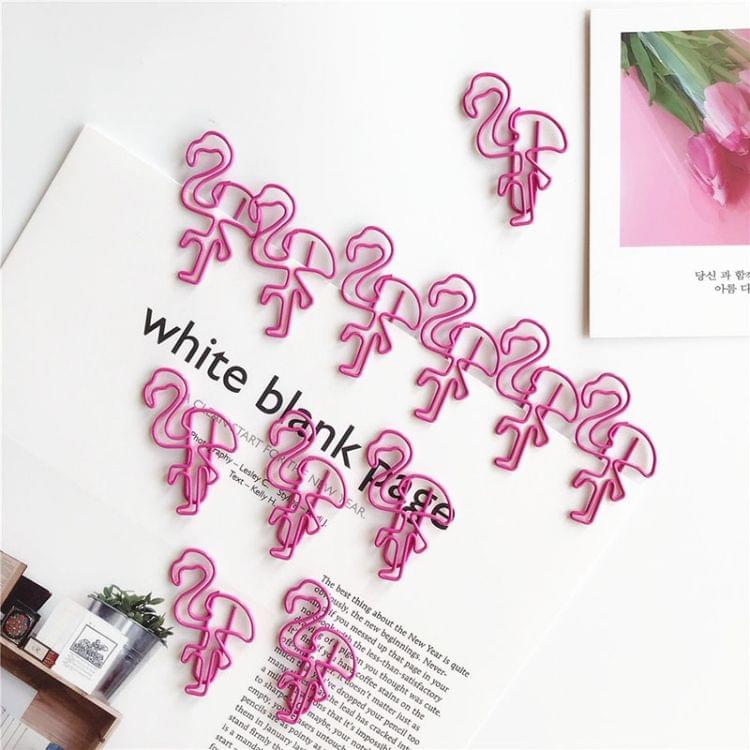 10 PCS Flamingo Bookmark Paper Clip Metal Bookmarks(Pink)