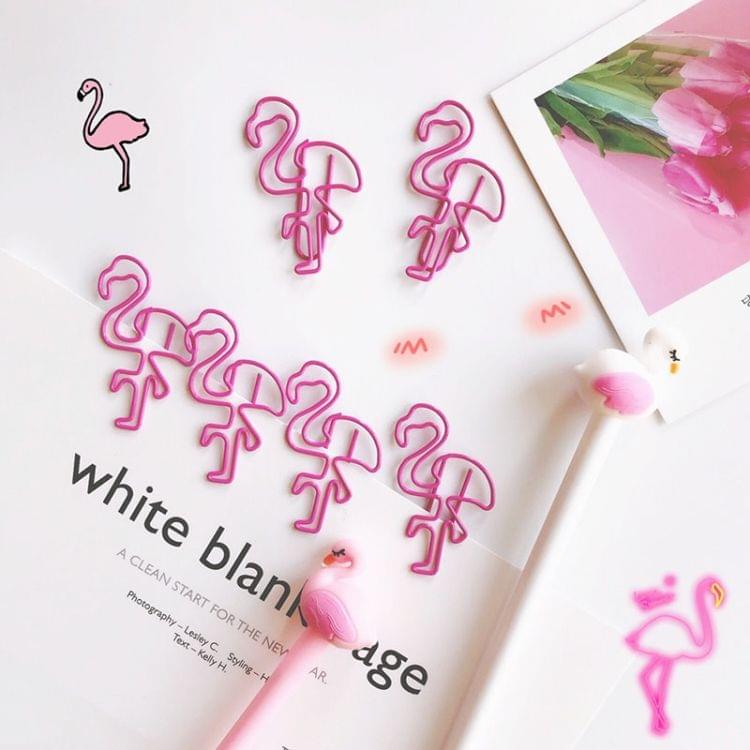 10 PCS Flamingo Bookmark Paper Clip Metal Bookmarks(Pink)