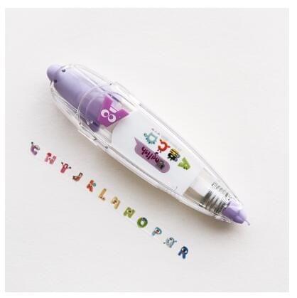 12 PCS Kawaii Animals Press Type Decorative Correction Tape Diary Stationery(Pink Purple Letter)