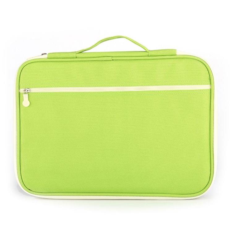 Office Supplies Multi-purpose Zipper Document Folder A4 Storage Bag (Green)
