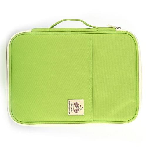 Office Supplies Multi-purpose Zipper Document Folder A4 Storage Bag (Green)