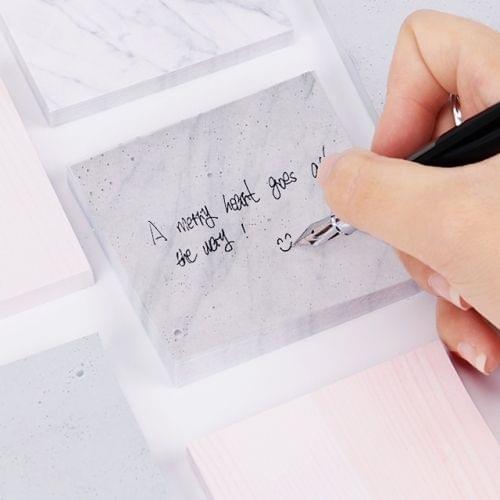 3 PCS Marble Color Notepad Self Adhesive Memo Pad Sticky Notes Bookmark School Office Supply(Cement ash big)