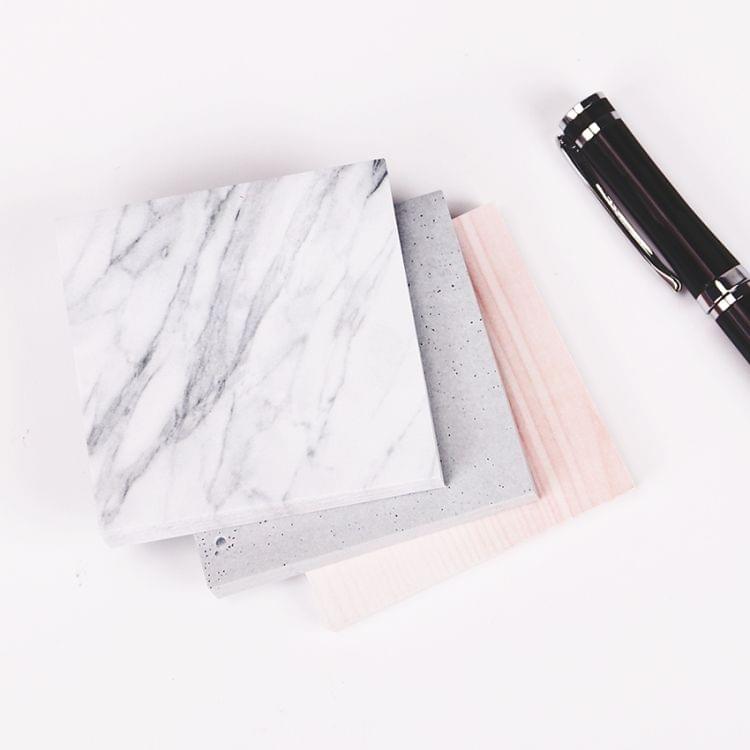 3 PCS Marble Color Notepad Self Adhesive Memo Pad Sticky Notes Bookmark School Office Supply(Cement ash big)