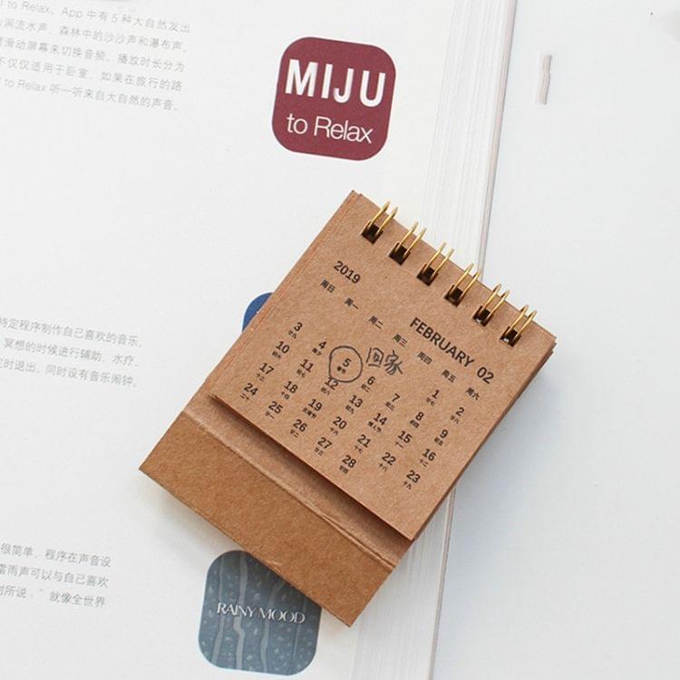 6 PCS Simple Lovely Mini Table Calendars Vintage Paper Desk Calendar(Kraft Paper)