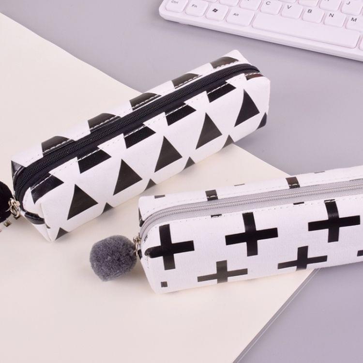 Concise Solid Color Girls Student Pencil Case School Stationery Canvas Pen Bag(Triangular)