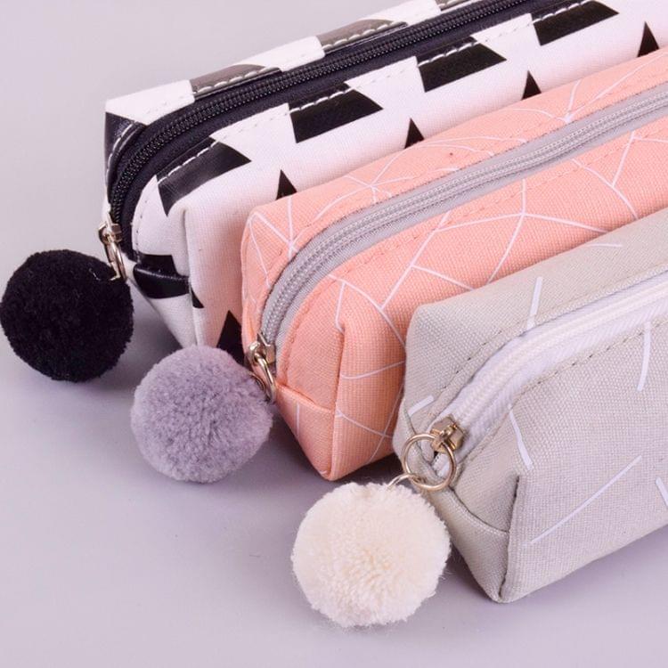 Concise Solid Color Girls Student Pencil Case School Stationery Canvas Pen Bag(Triangular)