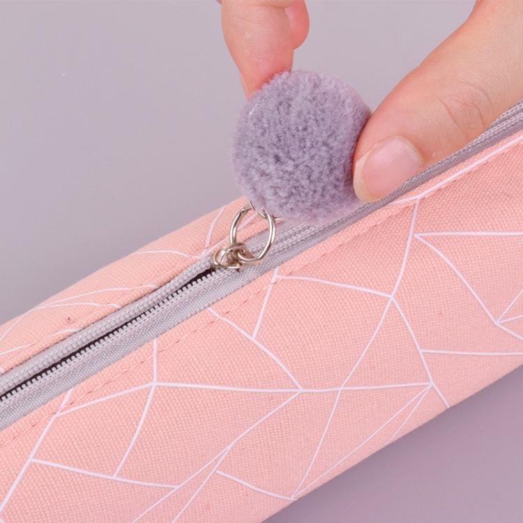 Concise Solid Color Girls Student Pencil Case School Stationery Canvas Pen Bag(Triangular)