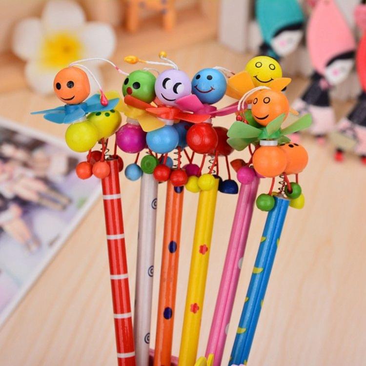 Wooden Animals Pencil Kawaii Students Shakable Head Cute Study Cartoon Personality Kids Pencil Gifts, Random Color