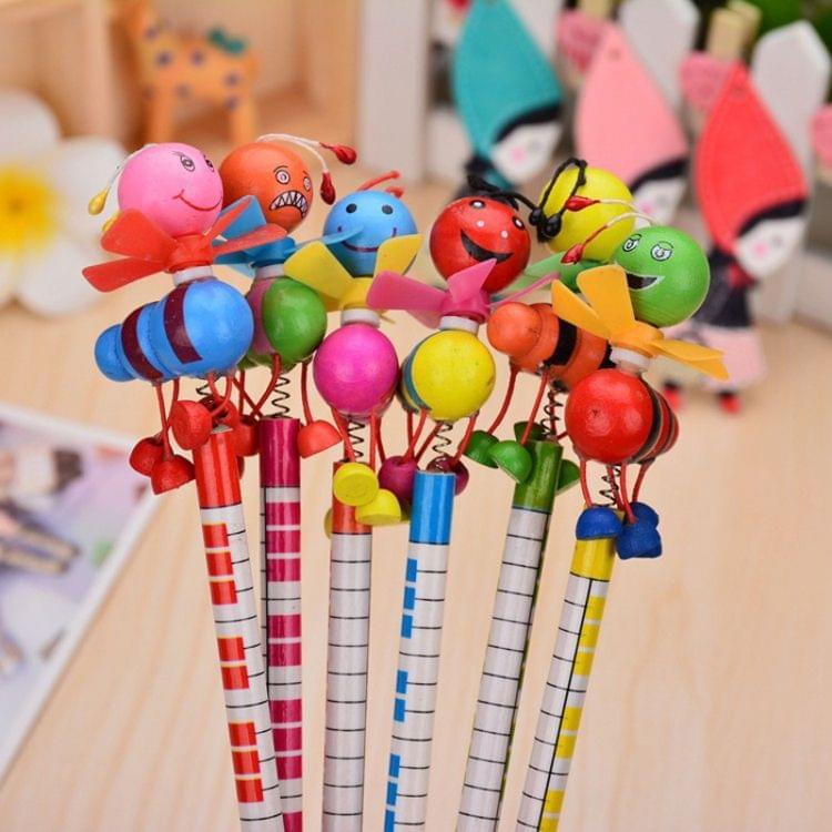 Wooden Animals Pencil Kawaii Students Shakable Head Cute Study Cartoon Personality Kids Pencil Gifts, Random Color