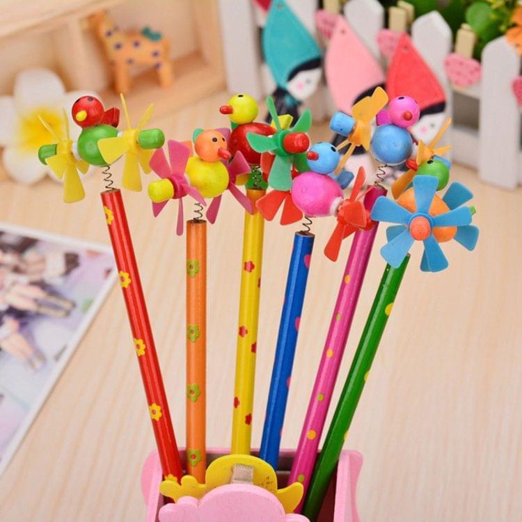 Wooden Animals Pencil Kawaii Students Shakable Head Cute Study Cartoon Personality Kids Pencil Gifts, Random Color