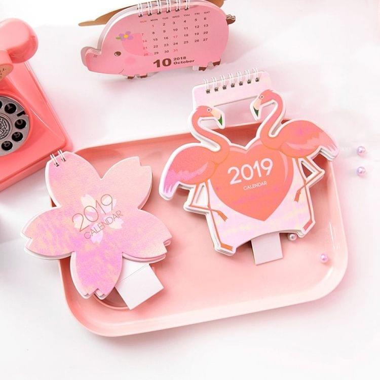 3 PCS Pink Cute Animal Pattern Table Calendars Desk Calendar(Cherry blossoms)