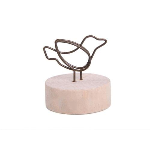 Creative Round Wooden Iron Photo Clip Memo Name Card Pendant Furnishing Articles Picture Frame(Bird)
