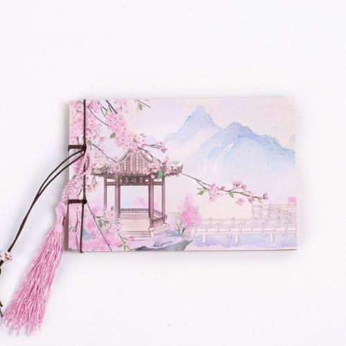 Vintage Diary Retro NoteBook Sketchbook Stationery Office School Supplies Gift(Peach blossom)