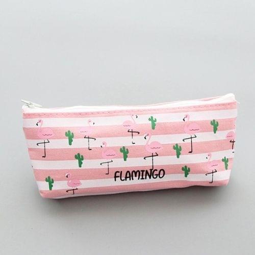 Kawaii Pencil Case Flamingos Pattern Canvas Gift School Pencil Box Pencilcase Pencil Bag School Supplies Stationery(Striped flamingo)