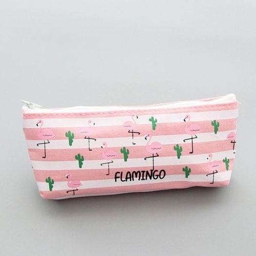 Kawaii Pencil Case Flamingos Pattern Canvas Gift School Pencil Box Pencilcase Pencil Bag School Supplies Stationery(Striped flamingo)