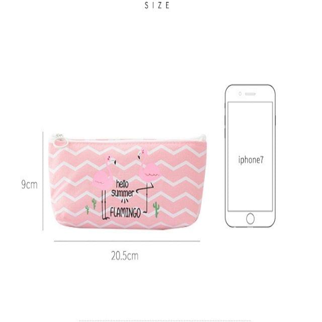 Kawaii Pencil Case Flamingos Pattern Canvas Gift School Pencil Box Pencilcase Pencil Bag School Supplies Stationery(Striped flamingo)