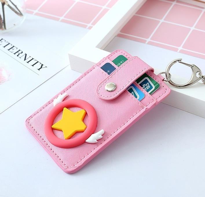 3 PCS Cartoon Star Wings Cute Student Bus Card Set ID Card Protection Cover with Bell(Pentagram)