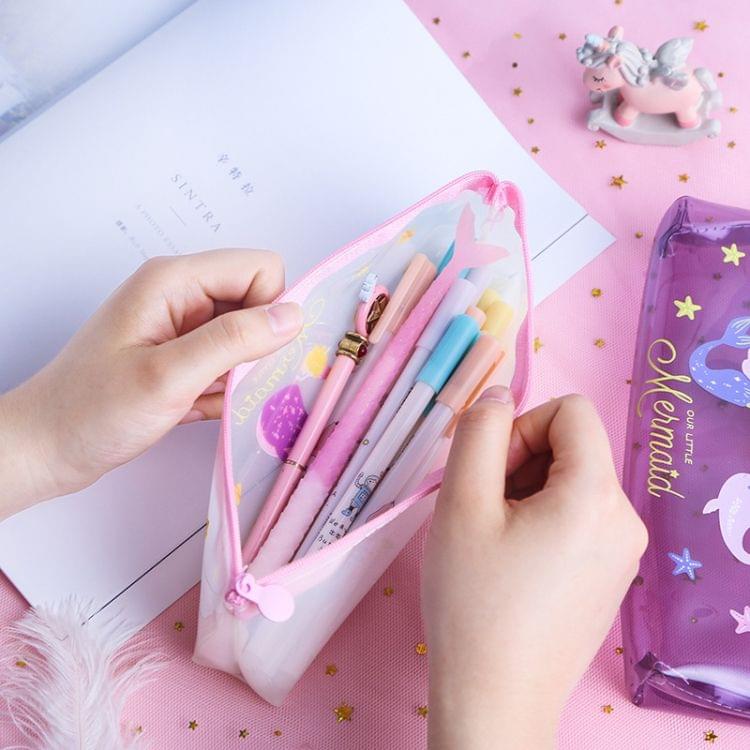 2 PCS YK10 Kawaii Pencil Case Dream mermaid Gift School Pencil Box Pencilcase Pencil Bag School Supplies Stationery(Pink)