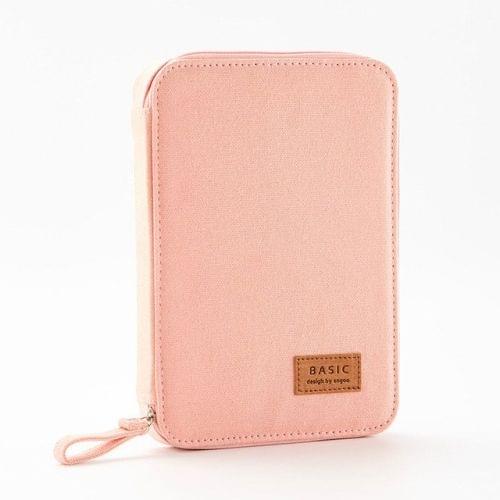 Creative Pencil Case Canvas Zipper Large Capacity Cute Pencil Box Portable Storage Bag School Stationery(Pink)