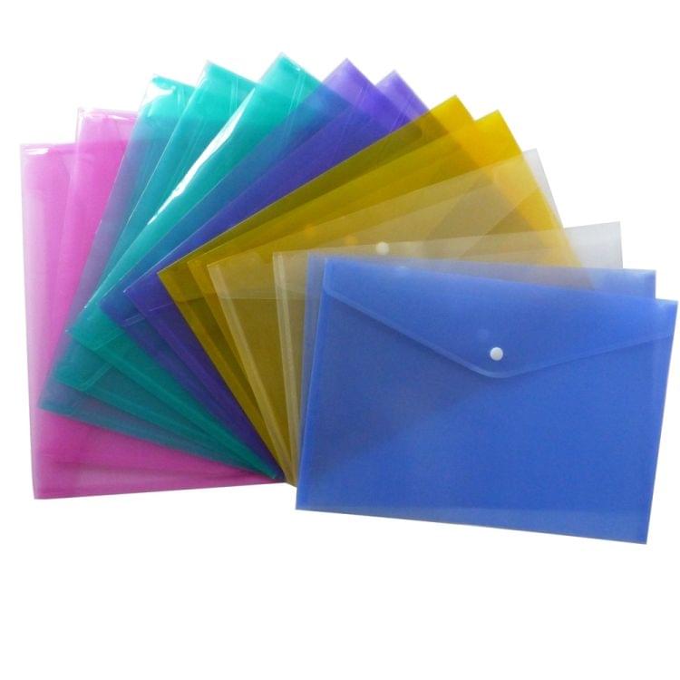 12 PCS A4 Clear Document Bag Paper File Folder Stationery School Office PP Case(Green)