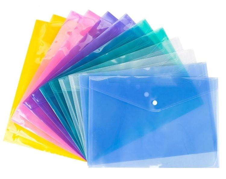 12 PCS A4 Clear Document Bag Paper File Folder Stationery School Office PP Case(Green)