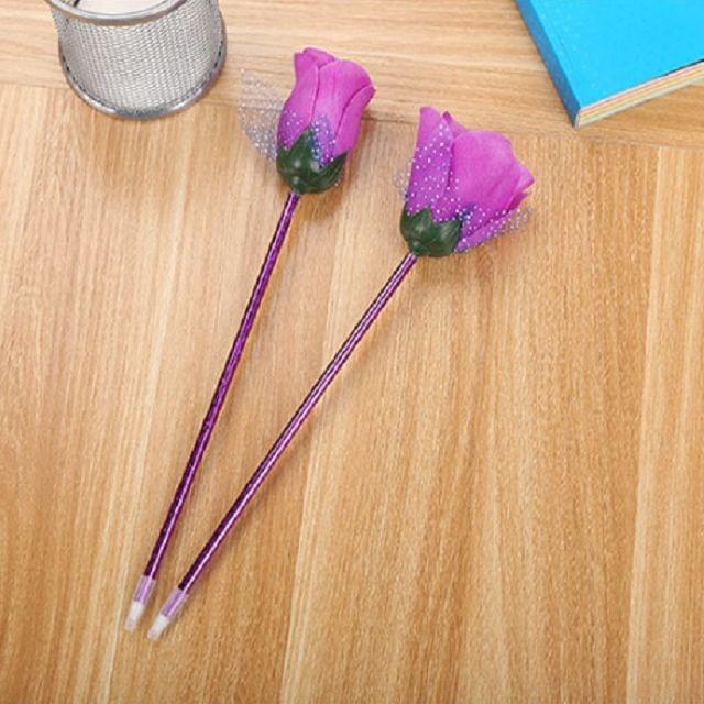 5 PCS Rose Flower Shape Ballpoint Pen Office Supplies Cute Love Girls Students Stationery, Random Color Delivery