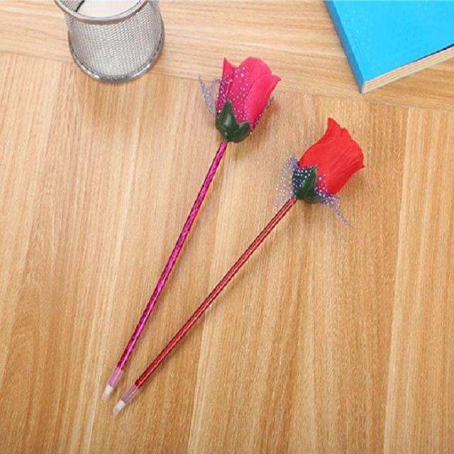 5 PCS Rose Flower Shape Ballpoint Pen Office Supplies Cute Love Girls Students Stationery, Random Color Delivery