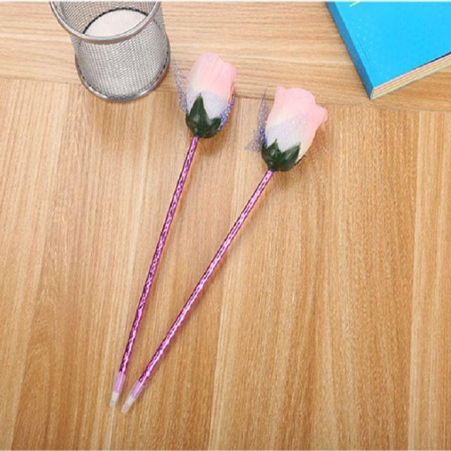 5 PCS Rose Flower Shape Ballpoint Pen Office Supplies Cute Love Girls Students Stationery, Random Color Delivery