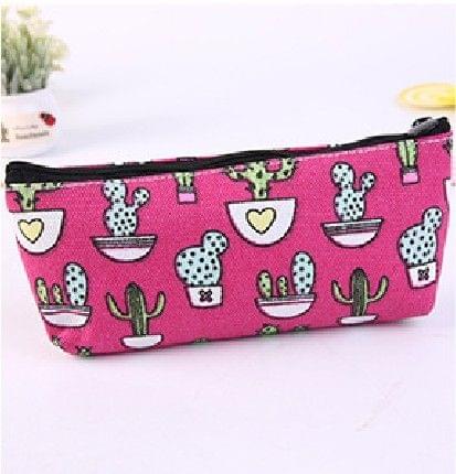 2 PCS Kawaii Cute Cactus Plant Pencil Case School Supplies Pen Case(Red)