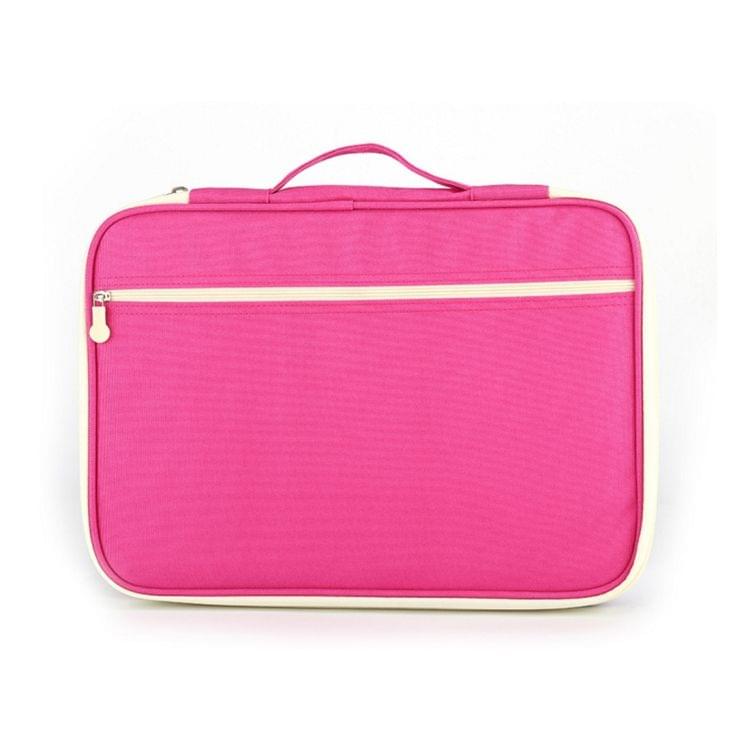 Office Supplies Multi-purpose Zipper Document Folder A4 Storage Bag (Pink)