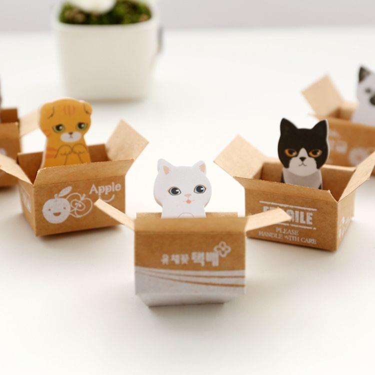 3D Kawaii Cat Box Stickers Cute Cartoon Stationery Sticky Notes(Yellow Cat)