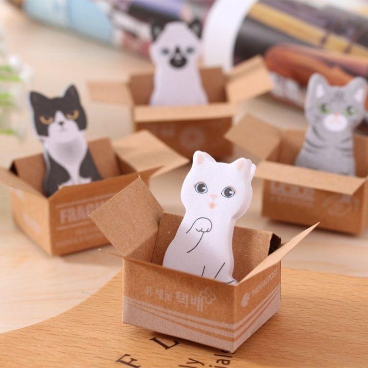 3D Kawaii Cat Box Stickers Cute Cartoon Stationery Sticky Notes(Yellow Cat)