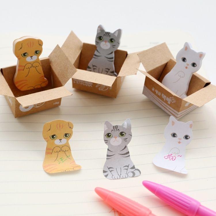 3D Kawaii Cat Box Stickers Cute Cartoon Stationery Sticky Notes(Yellow Cat)